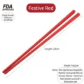 Red non-slip food-grade silicone chopsticks with internal steel core, 24cm heat resistant - 1 Pair / Festive Red