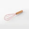 Pink silicone whisk with natural wooden handle for non-stick cookware baking tool - Whisk