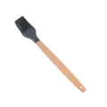 Professional dark gray silicone basting brush with natural wooden handle for kitchen oiling - Oil Brush