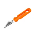 Professional stainless steel pumpkin carving tool with an ergonomic orange handle for DIY - V-Shaped Fruit Scoop