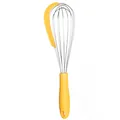 2-in-1 stainless steel whisk with yellow silicone scraper and non-slip handle - Yellow