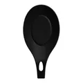 Large black matte silicone spoon rest for kitchen utensils and soup ladles heat resistant - Black