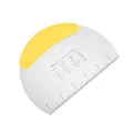 Semi-circular stainless steel dough scraper with measurement markings and yellow handle - Rubber/Plastic Handle / Yellow
