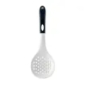 White silicone slotted spoon with black handle for non-stick cookware kitchen tool - Slotted Spoon