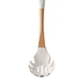 Servidor de pasta ergonómico de silicona blanca con mango de madera natural duradera - Servidor de pasta