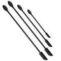 Long-handled black double-ended silicone spatulas and mini spoons set for jars and bottles - Black (Four Pieces)
