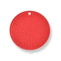 Heat-resistant red circular silicone mat with anti-slip texture for kitchen use - Red