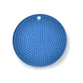 Premium blue circular silicone heat insulation pad with non-slip texture and hanging hole - Blue