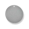 Grey round silicone heat resistant mat with non-slip texture and convenient hanging hole - Gray