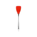 Red heat-resistant silicone spatula with 304 stainless steel hollow handle for non-stick pans - Red Cooking Spatula / 304 Stainless Steel Handle