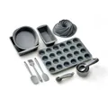 Professionelles 18-teiliges graues Silikon-Backset mit Kuchenformen und Messwerkzeugen - 18-teiliges Set
