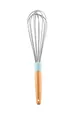Stainless steel balloon whisk with light blue silicone joint and wooden handle - Whisk
