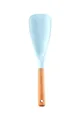 Light blue silicone rice paddle with natural wooden handle for non-stick cookware - Square Spatula