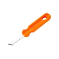 Halloween stainless steel pumpkin carving tool featuring a vibrant orange anti-slip handle - Slanted Edge Knife