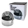 Set of 5 professional stainless steel wavy biscuit cutters in original gift box packaging - Scalloped Round