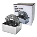 5-piece stainless steel square biscuit cutter set with arch handles and storage box - Square