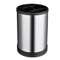 Silver-finished stainless steel rotating kitchen utensil holder with black accents - Black