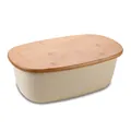 Boîte à pain de grande capacité avec couvercle en bambou naturel style minimaliste blanc - Crème / Ovale