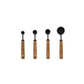 Professional black stainless steel measuring spoon set with natural wooden handles - Measuring Spoon Set (Acacia Wood) / Black