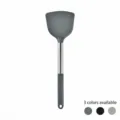 Langlebiger dunkelgrauer Silikon Pfannenwender mit Edelstahlgriff für beschichtete Pfannen - Pfannenwender / Khaki