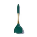 Dark green silicone spatula with elegant gold stainless steel handle for cooking. - Chinese Spatula (Green)