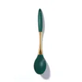 Minimalist dark green silicone cooking spoon with elegant gold plated stainless steel handle - Small Soup Spoon (Green)