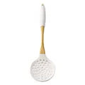 Premium white silicone slotted spoon with a stylish gold-plated stainless steel handle - Large Slotted Spoon (White)