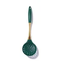 Dark green heat-resistant silicone slotted spoon with professional gold-plated handle tool - Large Slotted Spoon (Green)