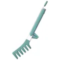 Mint green silicone and stainless steel comb-shaped pasta tong with built-in stand. - 9 Inch / Lake Blue