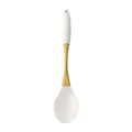 White silicone spoon with gold plated stainless steel handle for modern kitchenware - Small Soup Spoon (White)