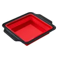 Teglia quadrata pieghevole in silicone rosso e nero per forno e friggitrice aria - Teglia Quadrata / Stampo Quadrato Rosso / Rosso