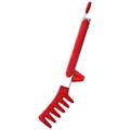 Red silicone pasta tongs with stainless steel handle and built-in support stand - 9 Inch / Red