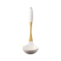 Premium heat-resistant white silicone soup ladle with elegant gold stainless steel handle - Large Soup Spoon (White)