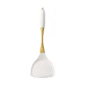 White silicone spatula with gold stainless steel handle, heat resistant kitchen tool. - Chinese Spatula (White)
