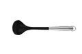 Louche à soupe de cuisine avec tête en silicone noir et manche en acier inoxydable - Cuillère à Soupe / Noir