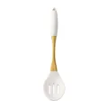 White silicone slotted spoon with gold stainless steel handle, modern kitchen tool. - Small Slotted Spoon (White)