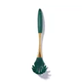 Premium dark green silicone spaghetti server with golden stainless steel handle kitchen tool - Pasta Server (Green)