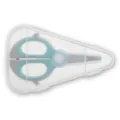 Safety baby food scissors with ergonomic blue handles and portable triangular case set - Ink Blue (With Storage Box)