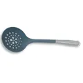 Écumoire en silicone bleu-gris avec un manche élégant en acier inoxydable durable - Cuillère Passoire / Gris foncé