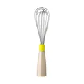 Professional stainless steel whisk with ergonomic beige and yellow ABS handle for kitchen - Whisk
