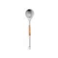 Heat resistant grey silicone soup ladle with natural wooden handle for non-stick cookware - Soup Spoon / Khaki