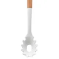 Professional white silicone pasta server with natural wooden handle for non-stick cookware - Pasta Server
