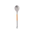 Durable grey silicone soup ladle featuring a natural wooden handle and non-slip tail sleeve - Small Soup Spoon