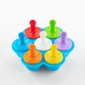 High-quality colorful 7-hole silicone popsicle mold with vibrant handles for DIY ice pops - Colorful Popsicle / Blue Base