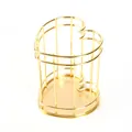 Elegant gold heart-shaped metal wire desk organizer for makeup brushes and pens - Heart / Gold