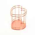 Elegant heart-shaped rose gold wire makeup brush and pen holder for office desk storage - Heart / Rose Gold