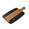 Professional acacia wood and black marble two-tone spliced cutting board with hanging handle - Black Style A / 330x215mm / Black