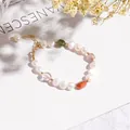 Elegant irregular freshwater pearl bracelet with green aventurine and crystal beads - Three Pearls Mixed Rutilated Quartz Bracelet