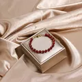 Red tourmaline beaded bracelet with gold wire wrapping and magnetic clasp - Red Agate (Magnetic Clasp)