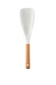 Creamy white silicone rice paddle with natural wooden handle for non-stick cookware - Square Spatula